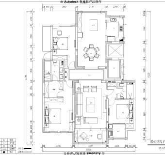 欧式三室两厅180m²施工图CAD图纸下载