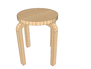 <em>阿尔瓦</em>·阿尔托家具凳子作品草图大师模型下载