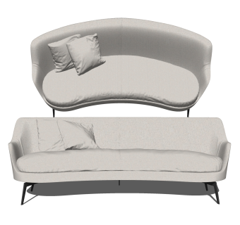 现代布艺弧形多人沙发su模型，弧形多人沙发skp模型下载