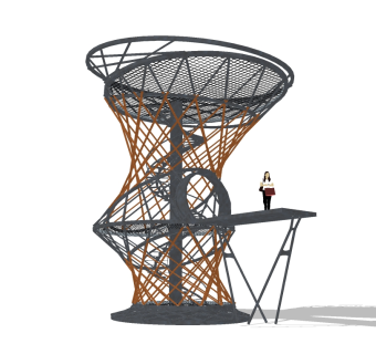 现代钢结构观景台草图大师模型，钢结构观景台sketchup模型免费下载