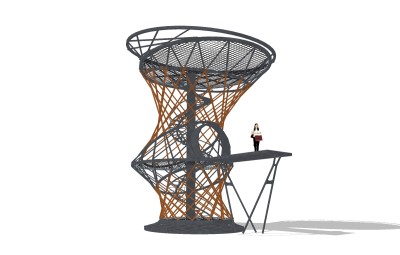 现代钢结构观景台草图大师模型，钢结构观景台sketchup模型免费下载