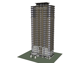 欧式高层住宅楼su模型下载，住宅楼草图大师模型