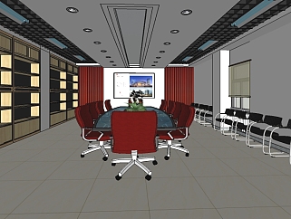 公司小型会议室的SU模型，会议室草图大师模型
