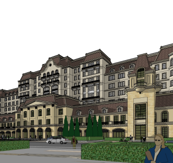 欧式酒店草图大师模型，酒店sketchup模型免费下载