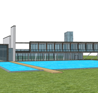 现代售楼处建筑方案草图大师模型，售楼部建筑sketchup模型免费下载