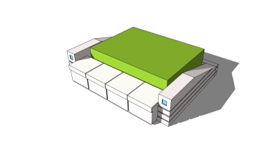 现代方形树池skb模型分享，树池坐凳草图大师模型