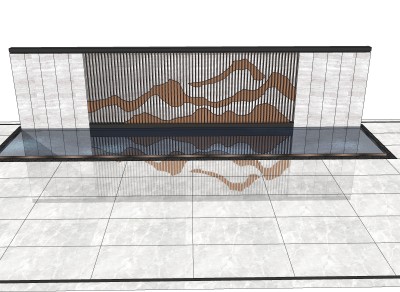 新中式景墙sketchup模型下载