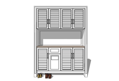 简欧多功能鞋柜免费su模型，柜子草图大师模型下载