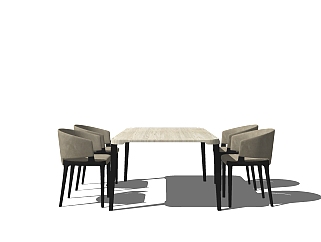 现代餐桌椅免费su模型，现代餐桌椅sketchup模型下载