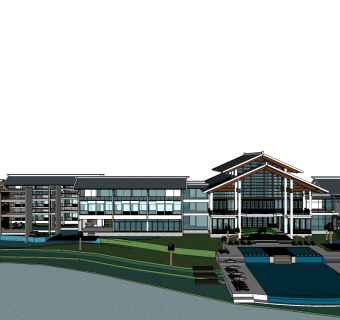 现代酒店草图大师模型下载、酒店su模型下载