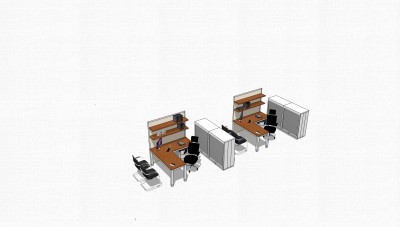 现代简约办公桌su模型，办公桌草图大师模型下载