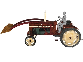 现代乡村拖拉机su模型，拖拉机草图大师模型下载