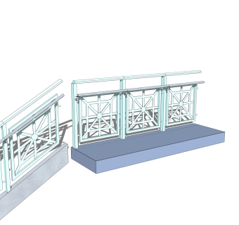 现代栏杆SU模型，栏杆SKB文件下载