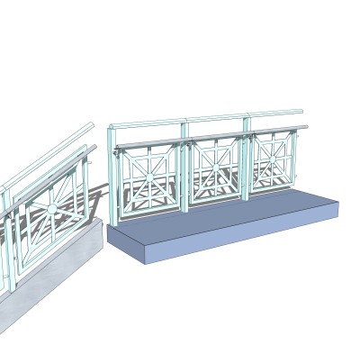 现代栏杆SU模型，栏杆SKB文件下载