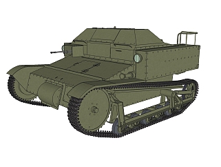 苏联T-27轻型坦克sketchup模型，坦克SU模型下载