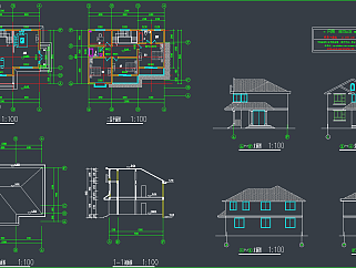 乡村别墅设计CAD模板，自建别墅CAD施工图纸下载