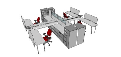 现代办公桌sketchup模型，办公桌草图大师模型下载