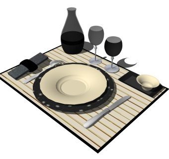  现代精品餐具草图大师模型，精品餐具sketchup模型下载