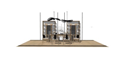 中式桌椅组合su模型，桌椅组合草图大师模型下载
