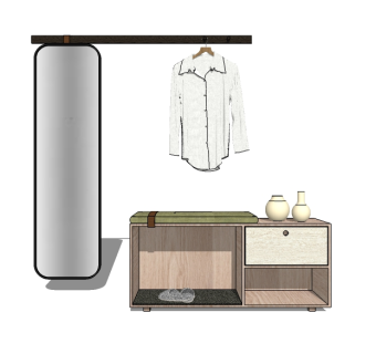 现代玄关柜草图大师模型，柜子su模型下载