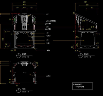 中式座椅桌几柜平立面图CAD图纸