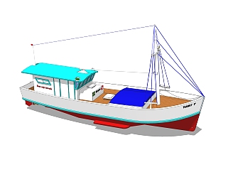 现代<em>大型</em>渔船su模型，货船草图大师模型下载