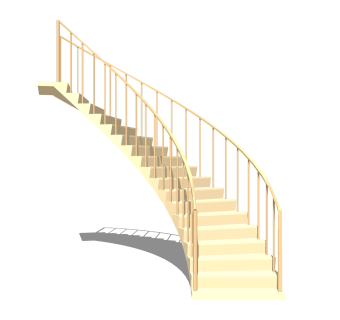 现代实木弧形楼梯草图大师模型，实木弧形楼梯sketchup模型免费下载