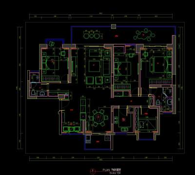 三湘海尚施工图CAD图纸，家装CAD设计图纸下载