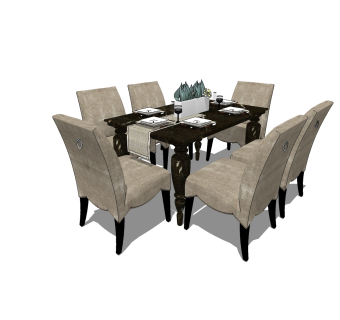 欧式餐座椅su模型，餐座椅sketchup模型下载