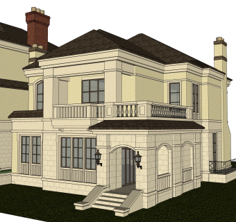 欧式连排别墅su模型方案下载，sketchup别墅草图大师模型