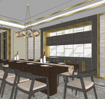  现代家装草图大师模型，家装SU模型下载