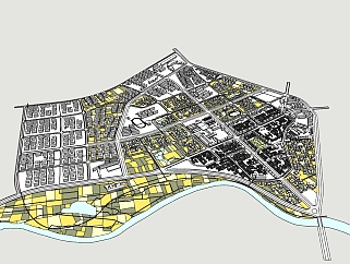 现代密集型城市<em>规划</em>SU模型下载，城市<em>规划</em>草图大师模型
