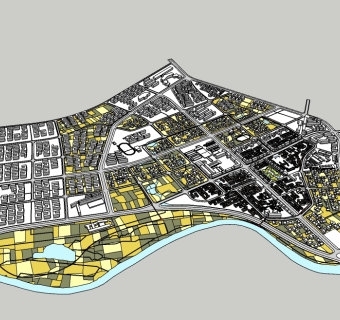 现代密集型城市规划SU模型下载，城市规划草图大师模型