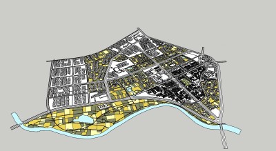 现代密集型城市规划SU模型下载，城市规划草图大师模型