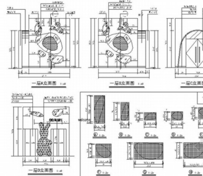 [原创]甜美可爱<a href=https://www.yitu.cn/su/5713.html target=_blank class=infotextkey>卡通</a>主题宝宝摄影室施工图立面图 