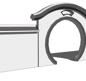 中式景观墙sketchup模型下载，景观墙草图大师模型