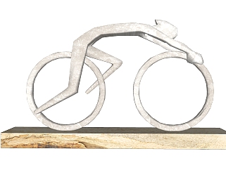 抽象自行车手雕塑su模型,摆件草图大师模型下载
