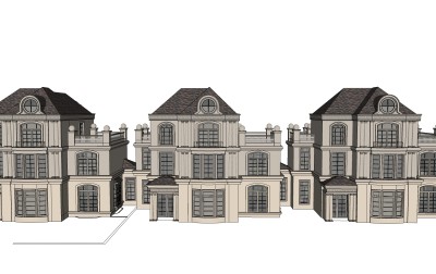 欧式连排别墅外观草图大师模型，SU模型免费下载