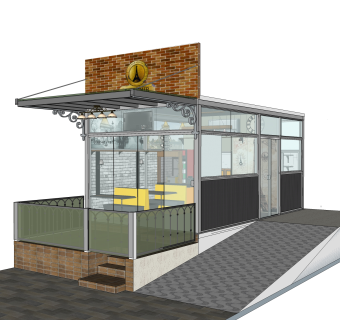 现代集装箱改造房su模型，集装箱房屋草图大师模型下载