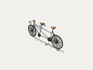 现代双人<em>自行车</em>草图大师模型，<em>自行车</em>sketchup模型