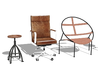工业风吧椅组合草图大师模型，吧椅sketchup模型下载
