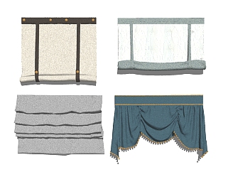 现代卷帘窗帘组合草图大师模型，卷帘窗帘组合sketchup模型下载