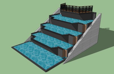 现代商业街水景草图大师模型，水景sketchup模型免费下载