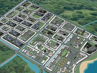 现代城市住宅规划免费su模型、城市规划草图大师模型下载