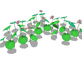 荷花现代植物su模型，绿植<em>花草</em>图大师模型下载