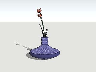 现代花瓶花卉草图大师模型，花瓶<em>花卉sketchup模型</em>下载