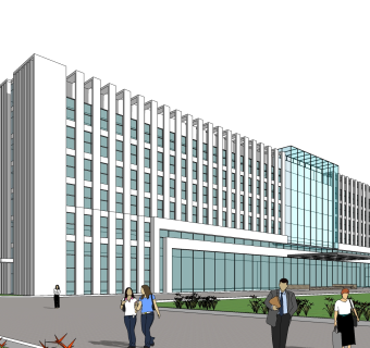 现代办公楼草图大师模型，办公楼sketchup模型免费下载