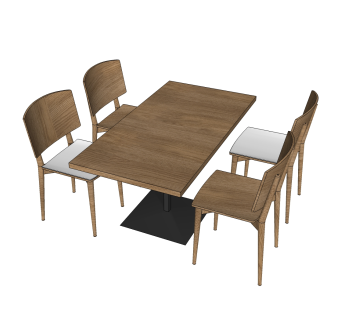 现代餐桌椅免费su模型，餐桌椅skp模型下载