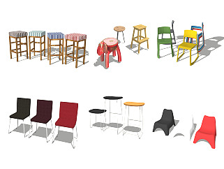 <em>现代单椅</em>组合草图大师模型，单椅组合sketchup模型下载