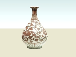 <em>中式</em>陶瓷花瓶草图大师模型，花瓶sketchup模型下载